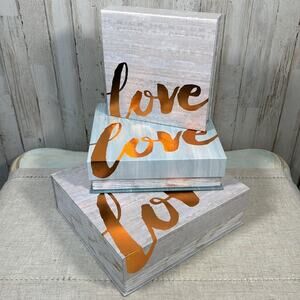 Set of 3 Molly & Rex LOVE Decorative Nesting Boxes with Copper Foil Accents NEW!